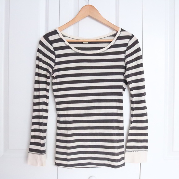 Black and White Striped Long Sleeve Shirt - Picture 1 of 4